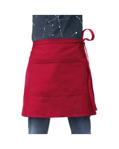 Cooking Short Apron Universal Restaurant Bistro Plain Half Wrist Aprons with Twin Double Pockets - Red