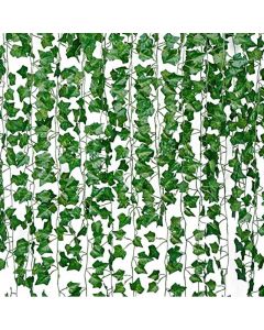 12 pieces Artificial Grape Parthenocissus Leaves Vine Outdoor Wall Hanging Garden Decor