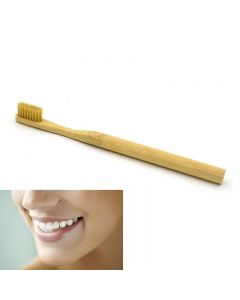 Eco Friendly Bamboo Round Handle Toothbrush Nylon Soft Hair Adult Reuseable Toothbrush - Brown