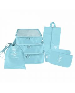 7pcs Waterproof Travel Storage Bags Clothes Packing Cube Luggage Organiser Pouch - Blue