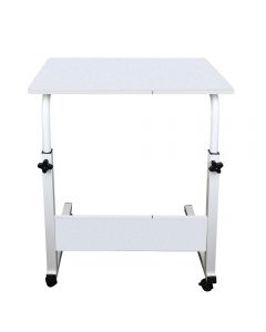 Movable Lifting Adjustable Bedside Computer Table Portable Laptop Synthetic Wood Table - White