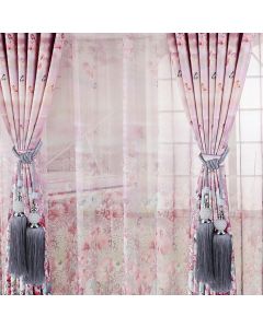Large Curtain Tie Backs Beaded Ball Tassel Rope Hold backs Home Decor Tiebacks Curtain Tie Buckle Clip Strap - Grey
