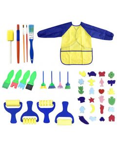 42 pcs Kids Paint Brushes Sponge Painting Brush Tool Set for Children Toddler Toy - Blue