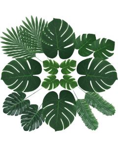 60pcs 6 kinds Tropical Artificial Palm Leaves Hawaiian Luau Jungle Beach Theme Party Decor