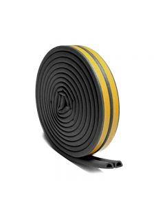 2.5m x 2 Self Adhesive Rubber Door Window Seal Strip Roll Tape D Type - Black