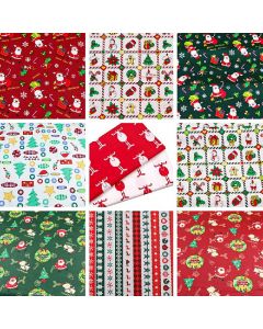 10 pcs Christmas Polycotton Fabric Sqauare Bundles Fat Quarters 50CM Squares Craftswork