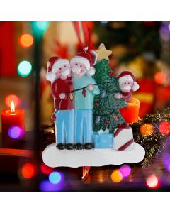 Christmas Tree Ornament 2020 Quarantine Family Xmas Lockdown Decoration - 3 Heads