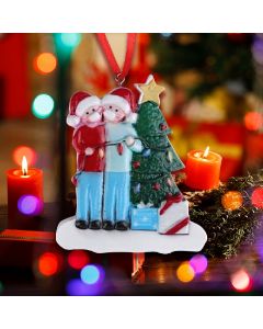 Christmas Tree Ornament 2020 Quarantine Family Xmas Lockdown Decoration - 2 Heads