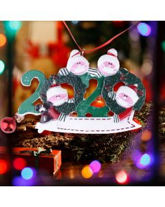 Resin Christmas Tree Ornament 2020 Quarantine Family Xmas Lockdown Decoration DIY name - 4 Heads