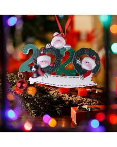 Resin Christmas Tree Ornament 2020 Quarantine Family Xmas Lockdown Decoration DIY name - 3 Heads