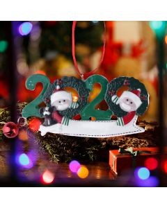Resin Christmas Tree Ornament 2020 Quarantine Family Xmas Lockdown Decoration DIY name - 2 Heads