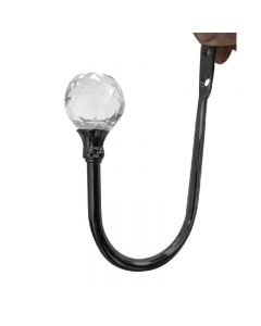 2 pcs Window Curtain Hold Backs Tie Back Hooks Crystal Metal Sliver Holdback Holder - Black