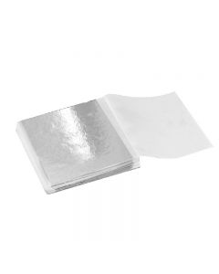 100 PCS Gilding Foil Sheets DIY Food Cake Gold Silver Copper Leaf Paper Decor - Silver