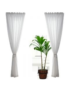 One Pair Sheer Slot Top Plain Voile Net Curtain Panels 140x137cm - Grey