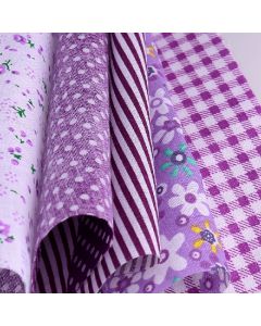 5pcs 50x50cm Cotton Fabric Assorted Pre-Cut Fat Quarters Bundle DIY Decor - Purple