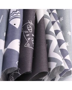 DIY 7PCS Bundles Fabric Fat Quarters Cotton Floral Dress Craft Quilt Sewing 50 x 50cm - Grey