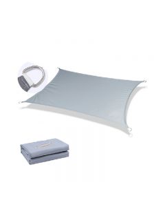 400D Rectangle Outdoor Shade Sail Patio Suncreen Awning Garden Sun Canopy 98% UV Block Grey - 3x2m
