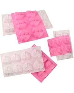 DIY Chocolate Ice Jelly Baking Mold 8 pcs 3D Love Heart Shaped Silicone Bakeware Mould  - White