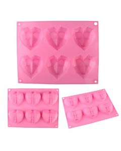 3D Love Heart Shaped Silicone Bakeware Mould DIY Chocolate Ice Jelly Baking Mold - Pink