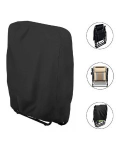 Garden Folding Chair Cover Reclining Sun Lounger Cover Waterproof UV Resistant - Black.