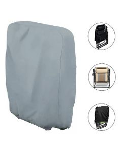 Garden Folding Chair Cover Reclining Sun Lounger Cover Waterproof UV Resistant - Grey.