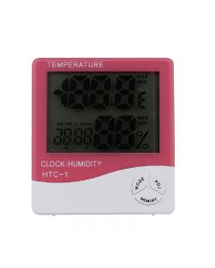 Digital Thermometer Humidity Meter Room Indoor Temperature LCD Clock Hygrometer - Pink