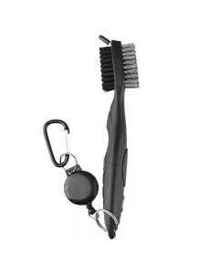 Golf Club Cleaning Tool Groove Brush Cleaner Hook to Bag for Iron Wood Clubs - Black