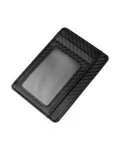 Men Anti-scan leather Slim ID Credit Card Holder RFID Blocking Thin Wallet - Black