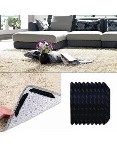 8 pcs Anti Slip Soft Mat Rug Carpet Anti Curling Rug Grippers Tape Floor Stickers - Black