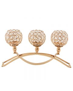 Three Crystal Candlestick Wedding Holiday Plot People Gift Decoration - Gold