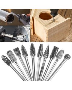 10 pcs Rotary Burr Bit Tungsten Carbide Point Die Grinder Shank Carving Set Tools