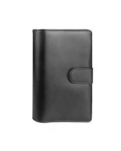 A6 PU Leather Notebook Binder Budget Planner Organizer Cover Pockets - Black