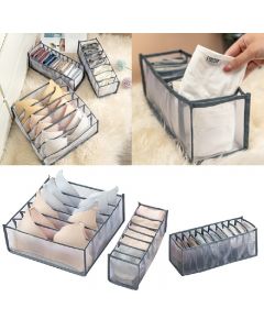 3 pcs Underwear Bra Socks Ties Drawer Organizer Storage Box Divider Tidy Wardrobe - Grey