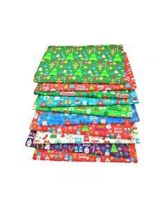 10 pcs Christmas Fabric Cotton Fat Quarter Bundles Squares Patchwork Crafts - D 50x50cm