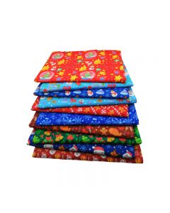 10 pcs Christmas Fabric Cotton Fat Quarter Bundles Squares Patchwork Crafts - E 25x25cm