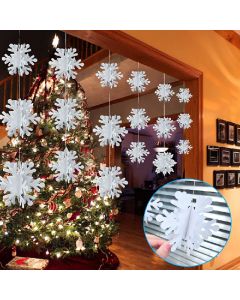 3M White Elegant Winter Snowflakes Hanging House Wall Window Xmas Decorations - White