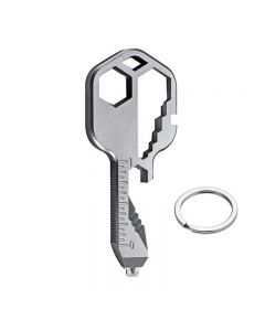 24 in 1 Key Shaped Pocket Tool for Drill Drive Screwdriver File Bottle Opener Wrench Ruler Stripping - Silver