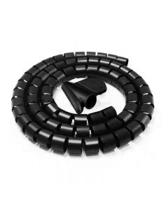 2 Meter Cable Tidy Kit PC TV Wire Organizing Wrap Spiral Tube Tool for Office Home - Black