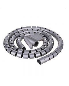 2 Meter Cable Tidy Kit PC TV Wire Organizing Wrap Spiral Tube Tool for Office Home - Grey