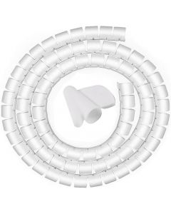 2 Meter Cable Tidy Kit PC TV Wire Organizing Wrap Spiral Tube Tool for Office Home - White