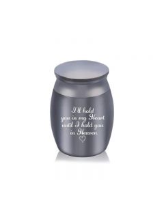 Small Silver Urn Cremation Human Ashes Holder Memorial Keepsake Ash Heart Heaven - Black