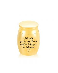 Small Silver Urn Cremation Human Ashes Holder Memorial Keepsake Ash Heart Heaven - Gold