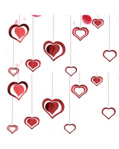 7 pcs Wedding Heart Garland Hanging Embellishments Glitter Hollow Out Love Ornament DIY Heart Tags Cards Pendant