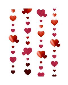 4M Red Love Heart Garland Hanging Double Sided Glitter Metallic Paper Streamer Banner - Double Love