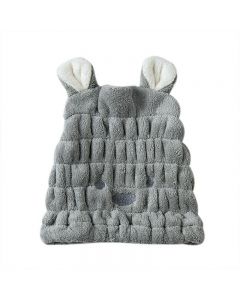 Cute Rabbit Quick Dry Hair Turban Hair Drying Towel Wrap Turban Head Hat - Grey