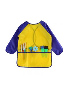Waterproof Art Aprons Small Painter Long Sleeve Art Smock with 3 Roomy Pockets - S Yellow