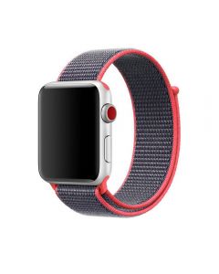 38mm Apple Watch Band Sports Loop Woven Nylon Watchband Strap for iWatch Series 3/2/1 - Pink + Grey