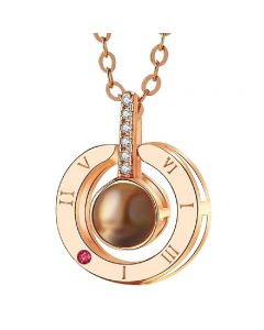 100 Languages I Love You Necklace Projection S925 Sterling Titanium Steel Unfading Pendant - Rose Gold