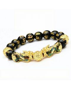 Feng Shui Black Obsidian Beads Pi Xiu Wealth Bracelet Good Luck Unisex Jewelry