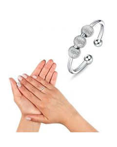 Spinning Fidget Peace Rings Spinner Open Rings - Silver